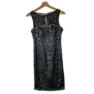 Jump Apparel by Wendye Chaitin Black Sequin Rhinestone Bodycon Mini Dress 4